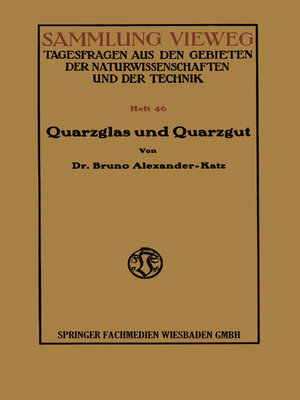 cover image of Quarzglas und Quarzgut